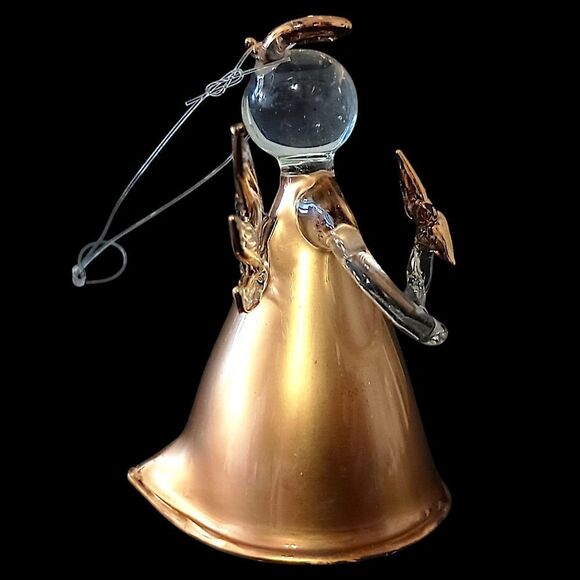 Avon Gilded Glass Angel Ornament Vintage Hand Blown Hand Painted 22K Gold 1997. - Picture 8 of 16